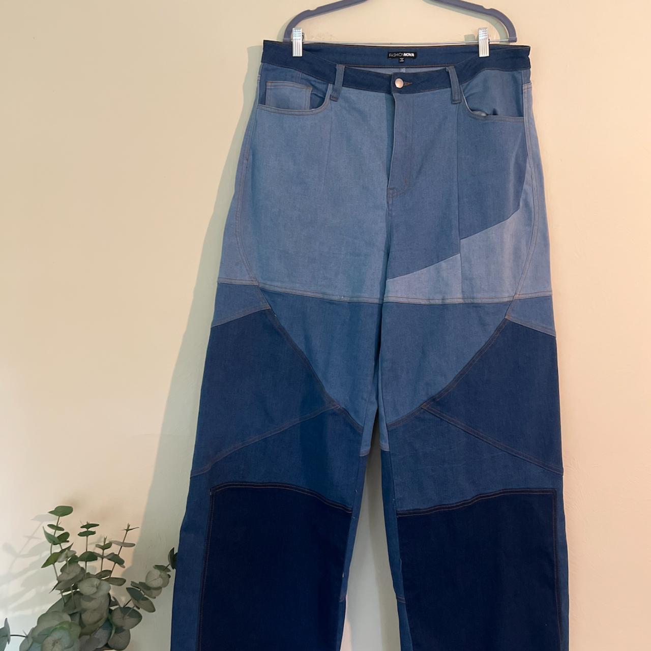 Fashion Nova Patchwork jeans size 2xl SO stretchy &... Depop