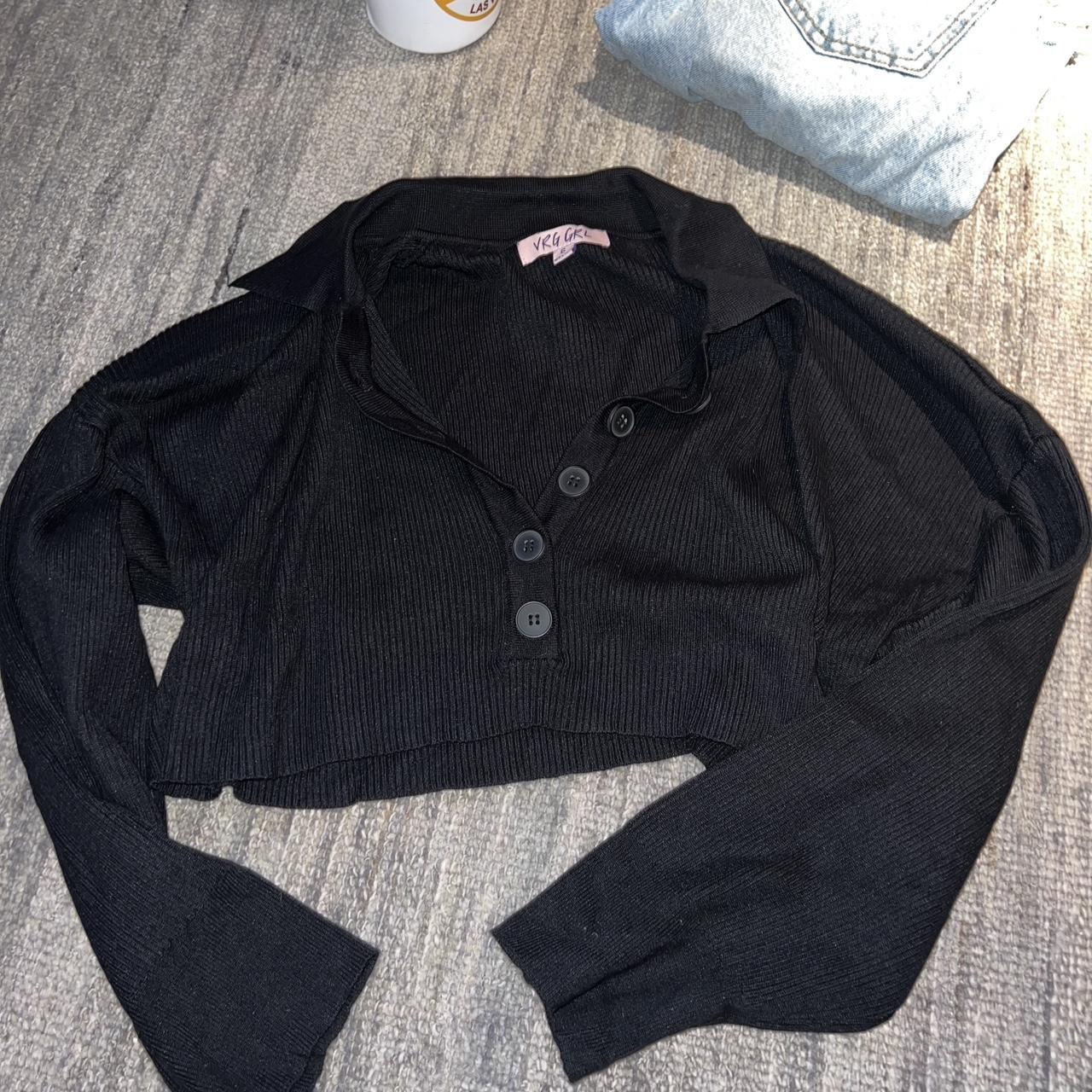 Verge Girl Black Crop Knit Jumper (xs) vergegirl... Depop