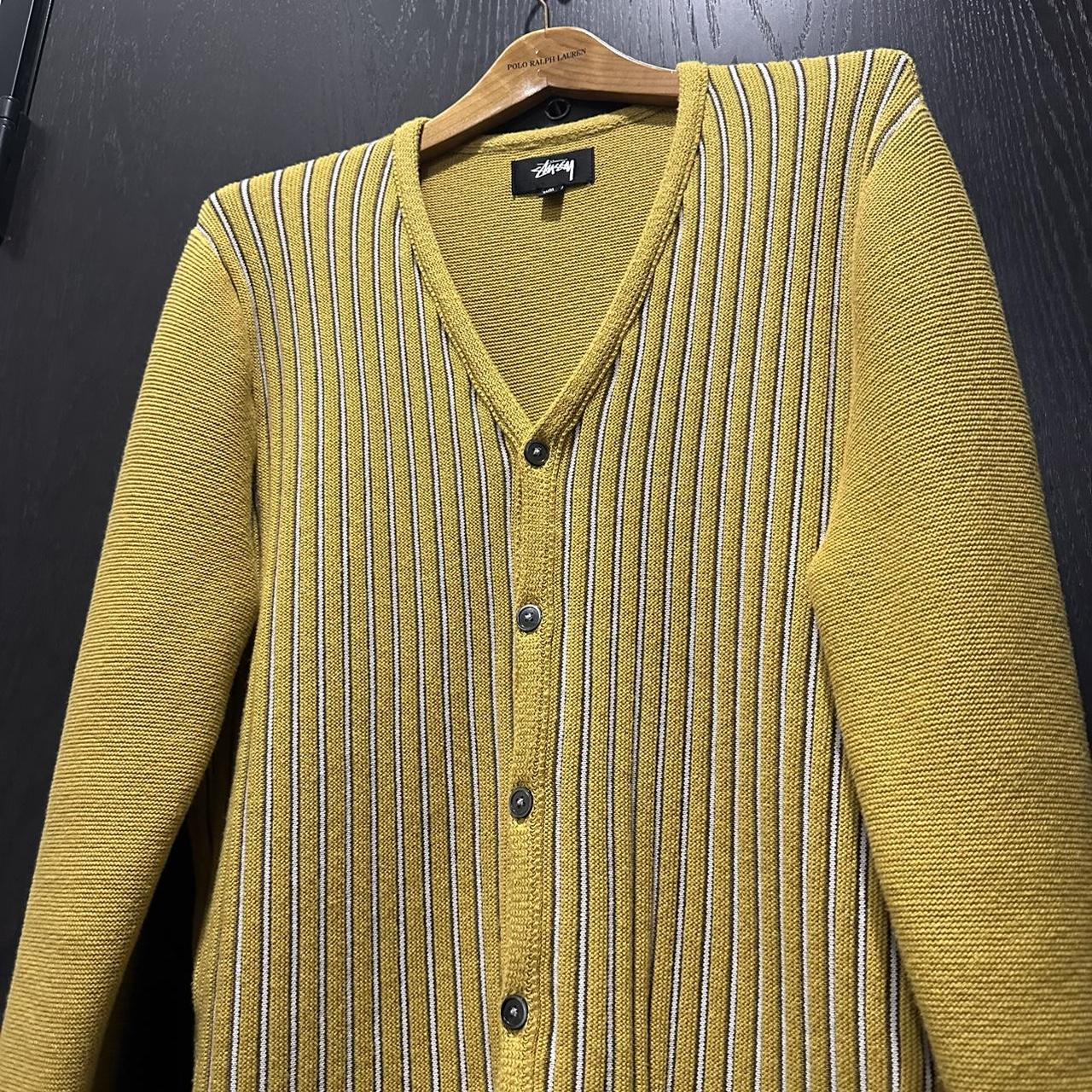 Stussy Stripe Cardigan Sweater Size Medium Pit to... - Depop
