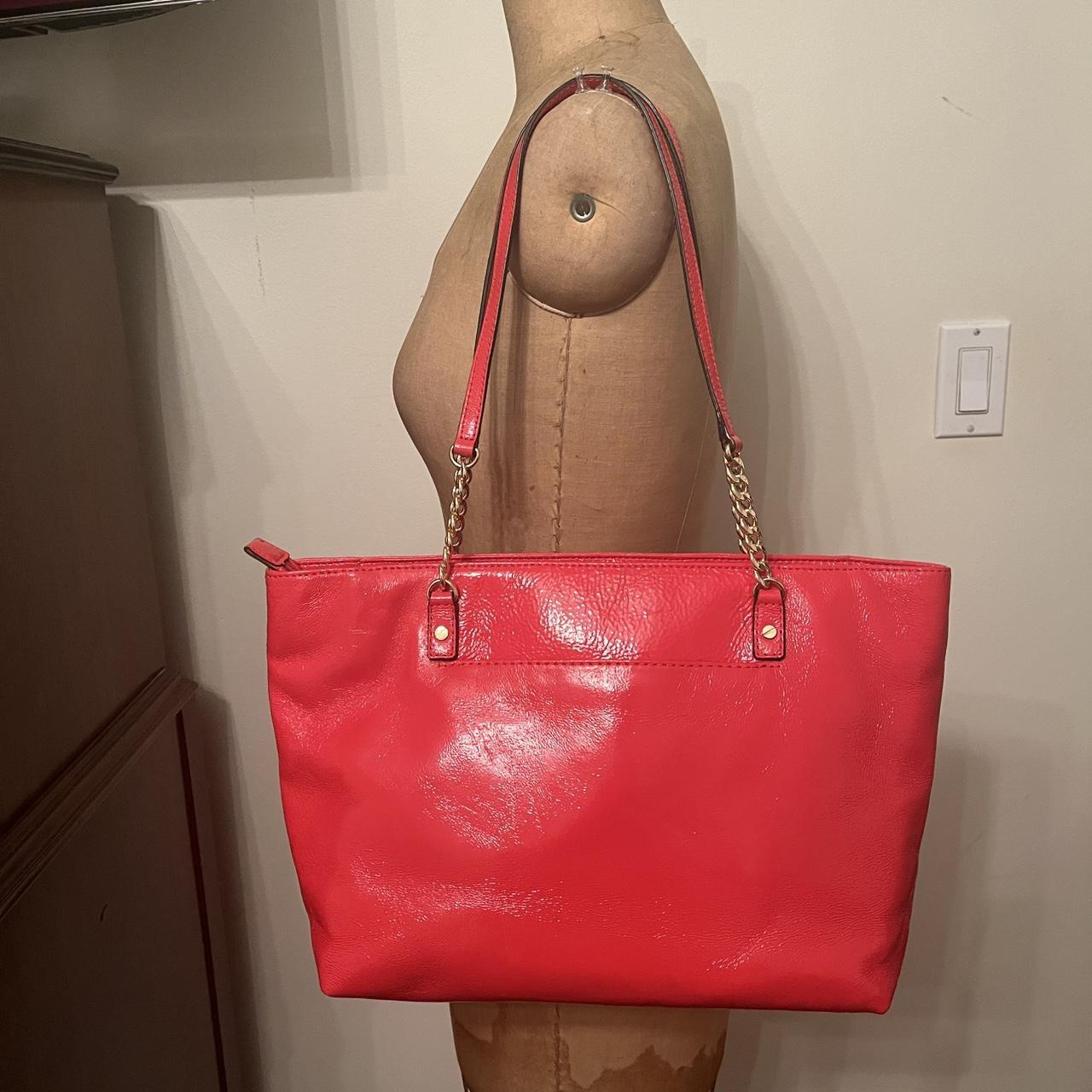 Michael kors red tote on sale bag