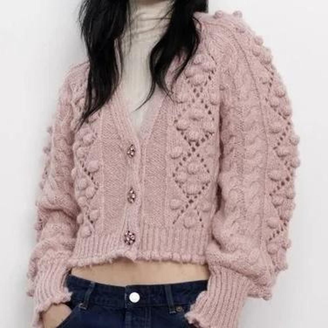 HOT Pom Cardigan Pink Pom Pom Jumper Crochet Pom Pom