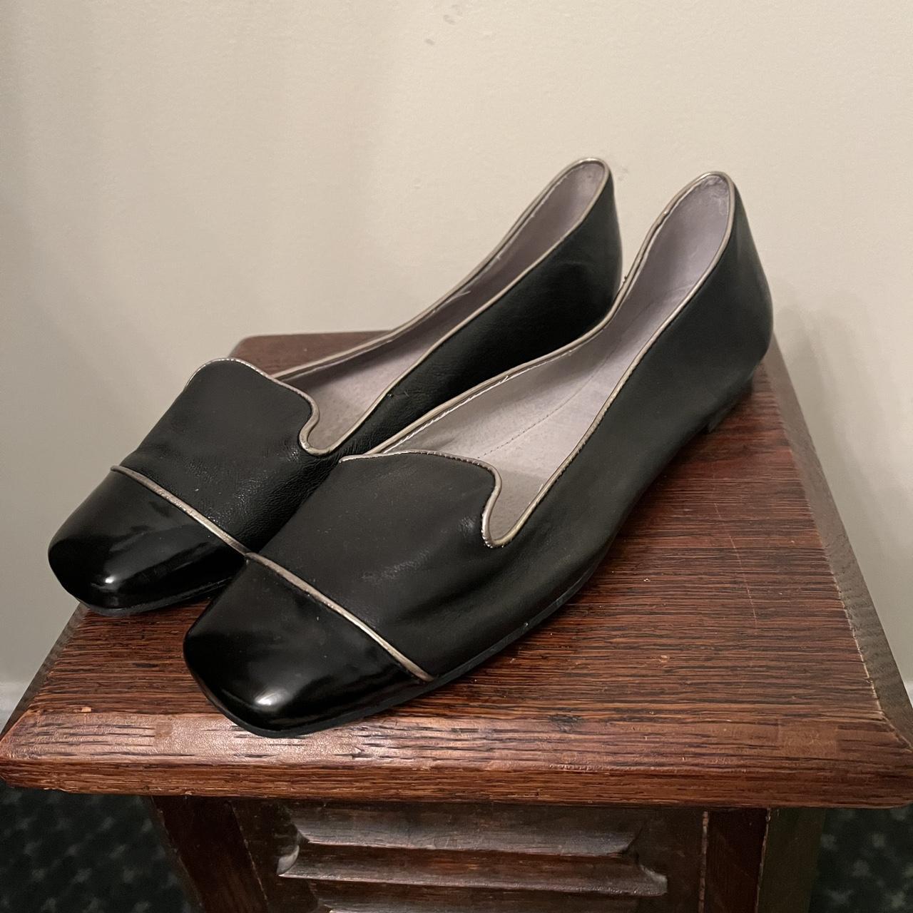 Tahari Caroline Black Leather Patent Cap Toe Depop