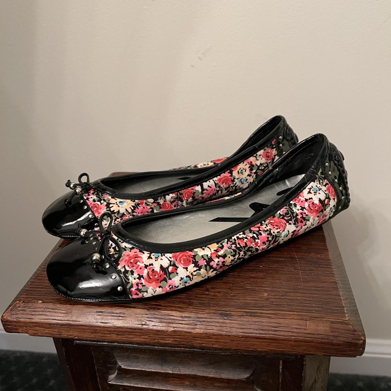 Anne Klein AK Sport Floral Leather Studded Ballet