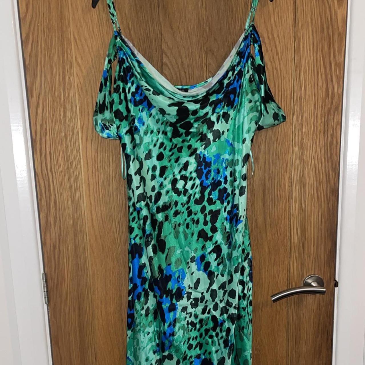 River island blue green leopard print cowl neck... - Depop