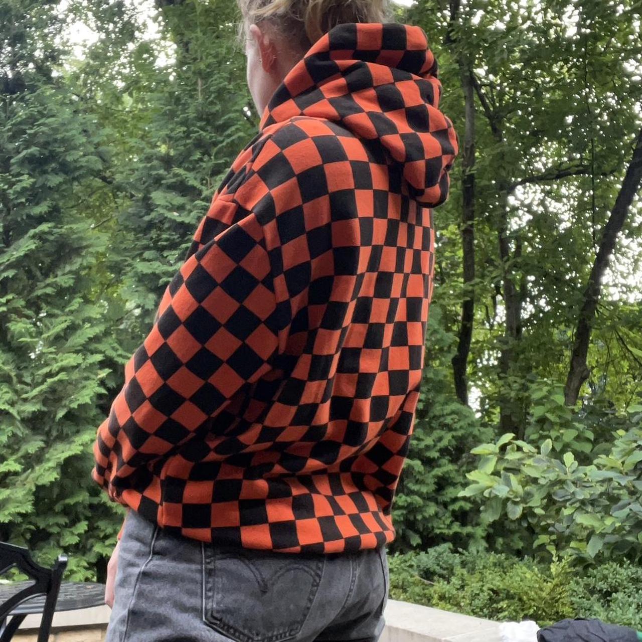 Orange and black checkered on sale hoodie