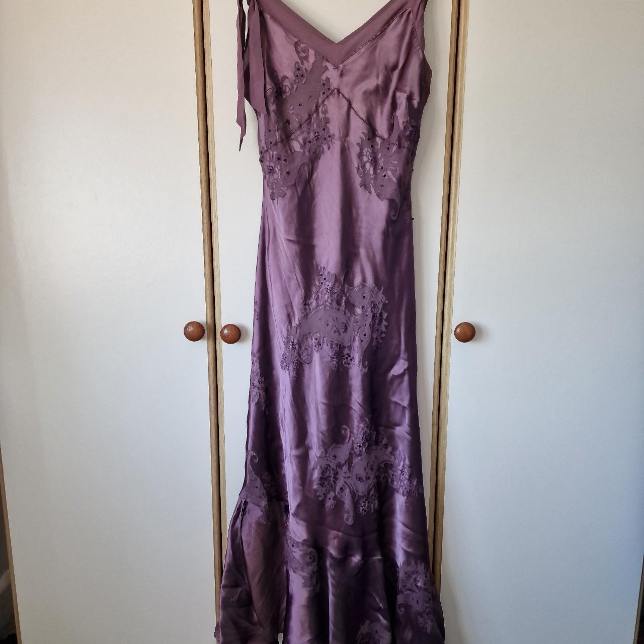 Purple Satin Slip Midi Dress Size 12 Worn Once Depop