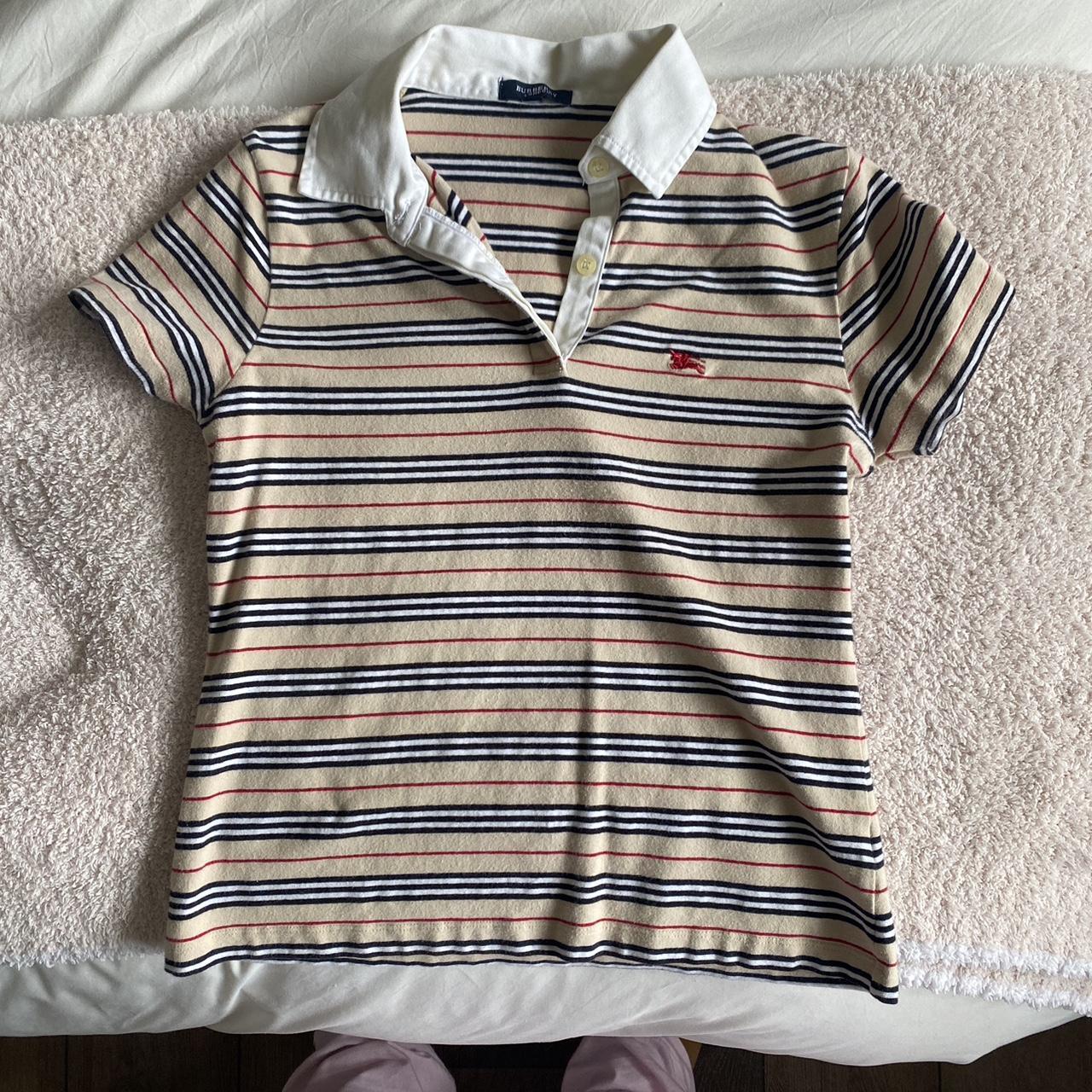 SUPREME original striped button shirt - Blue and - Depop