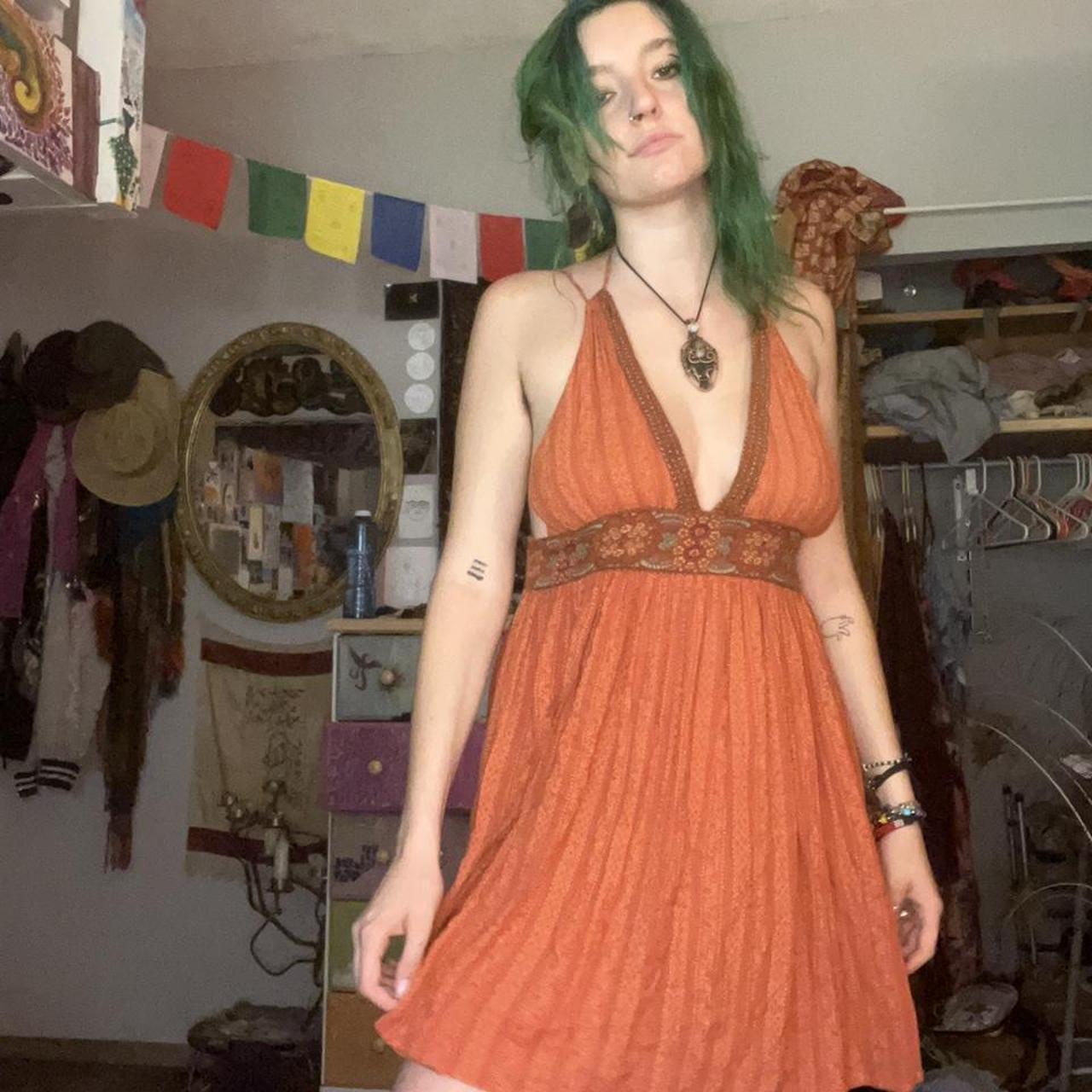 Orange Hippie Dress Gives Ya Some Side Boob Better Depop 4329