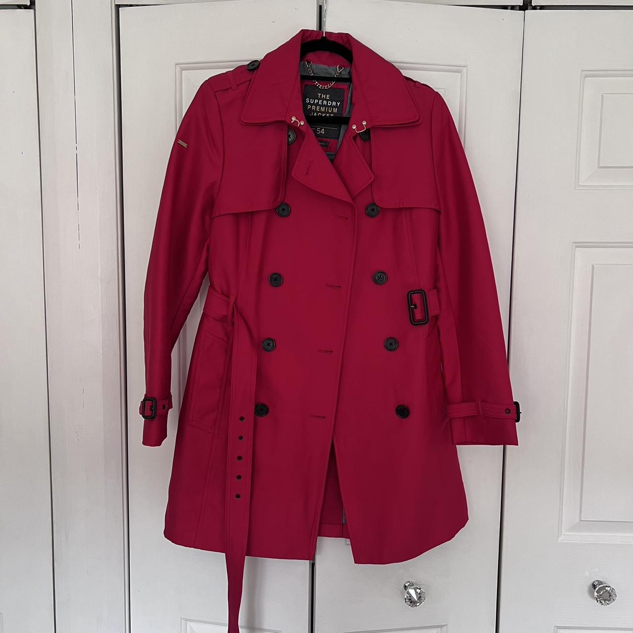 Superdry red hot sale trench coat