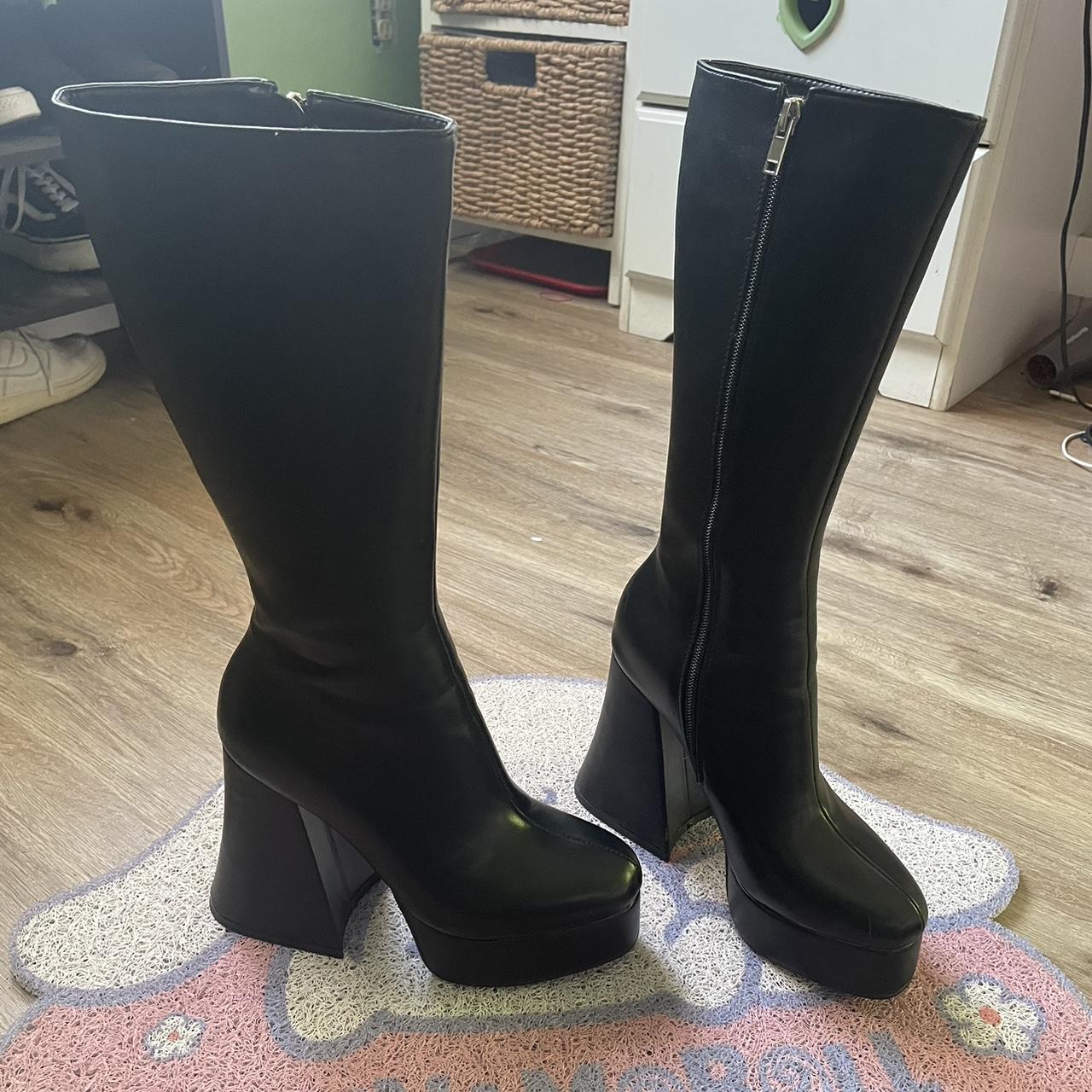 lamoda unforgiven high military calf boots in black