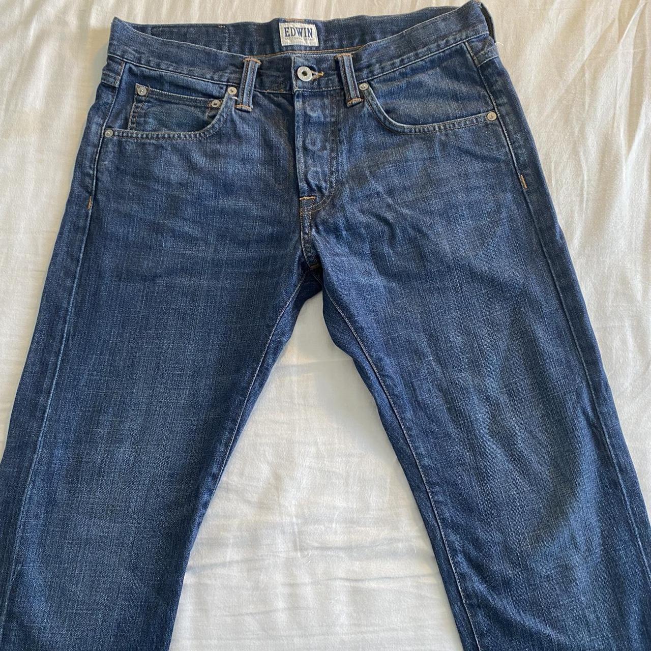 Edwin jeans Navy Barely worn ever 30 X 32 - Depop