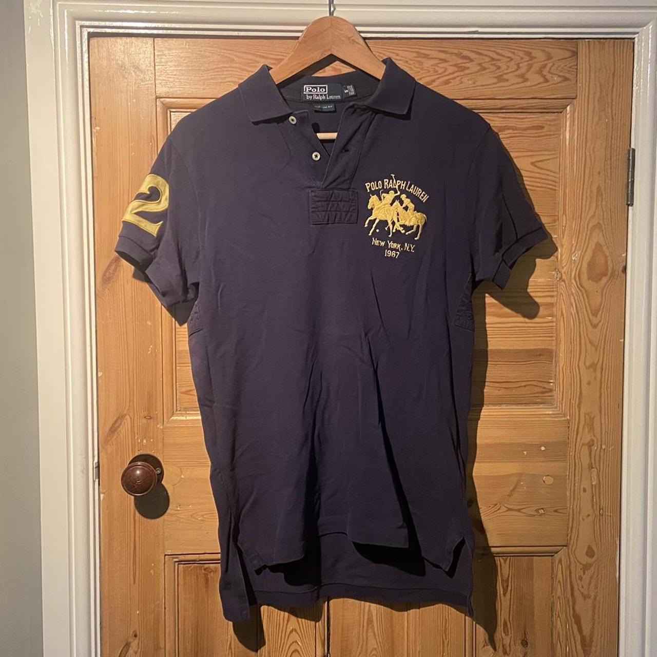 Polo Ralph Lauren Navy Yellow Polo Size : S... - Depop