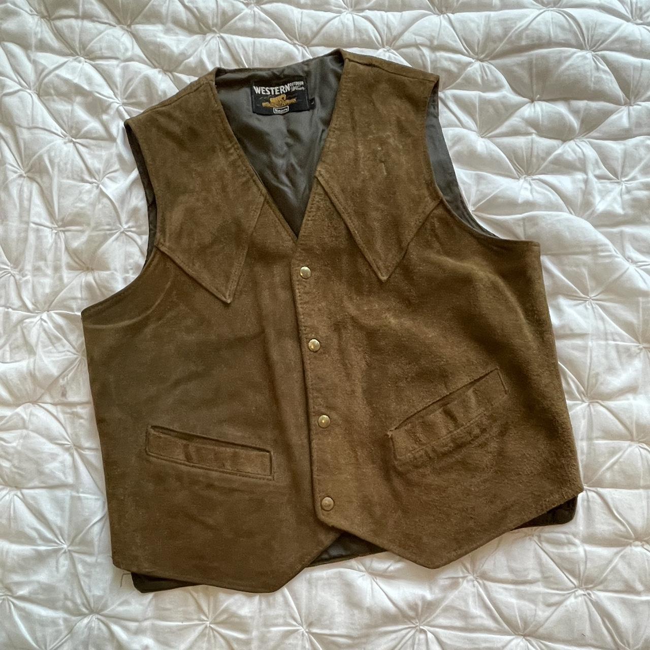 Vintage Sears Western Outdoor Wear Suede Vest this... - Depop