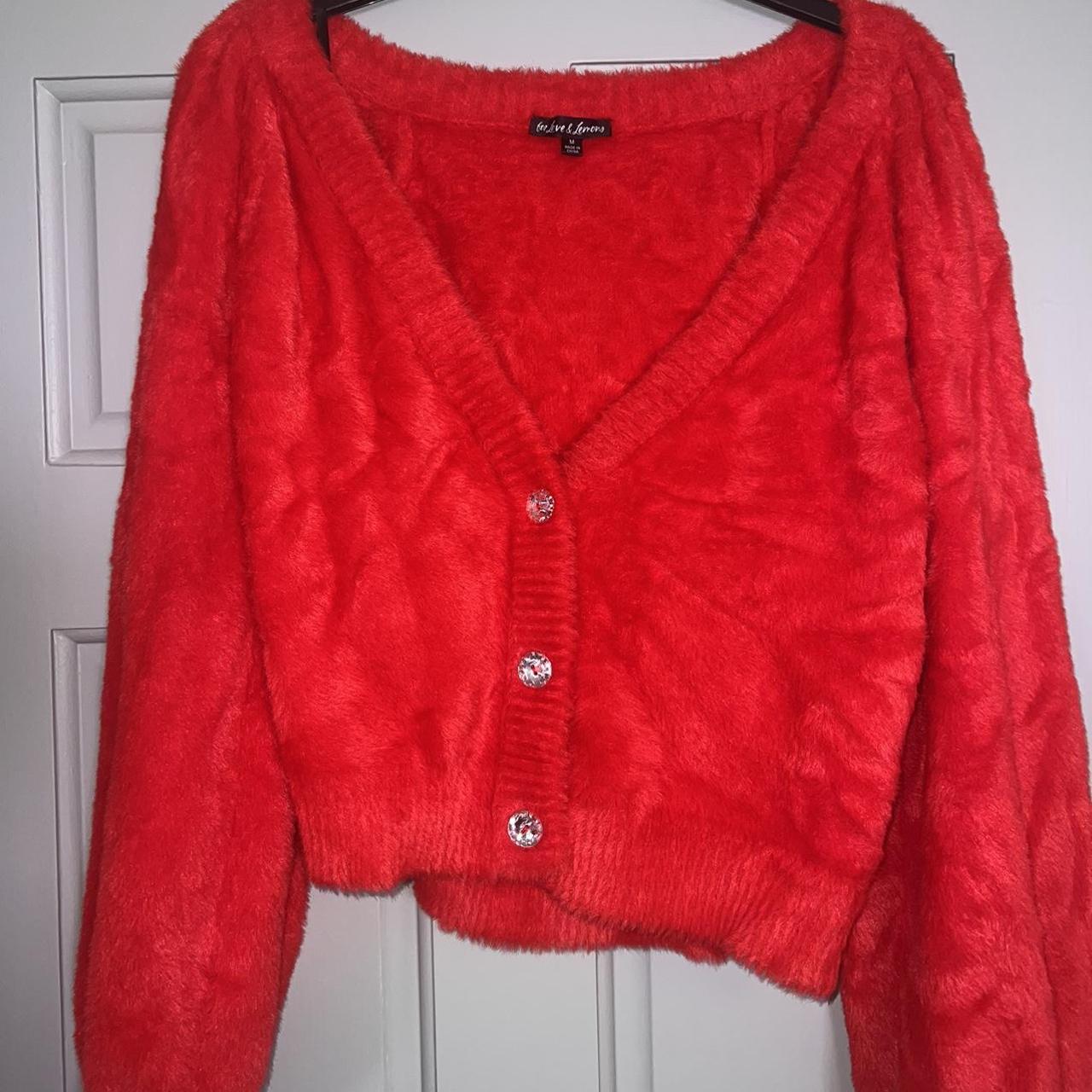 For love and lemons Red fluffy cardigan top,