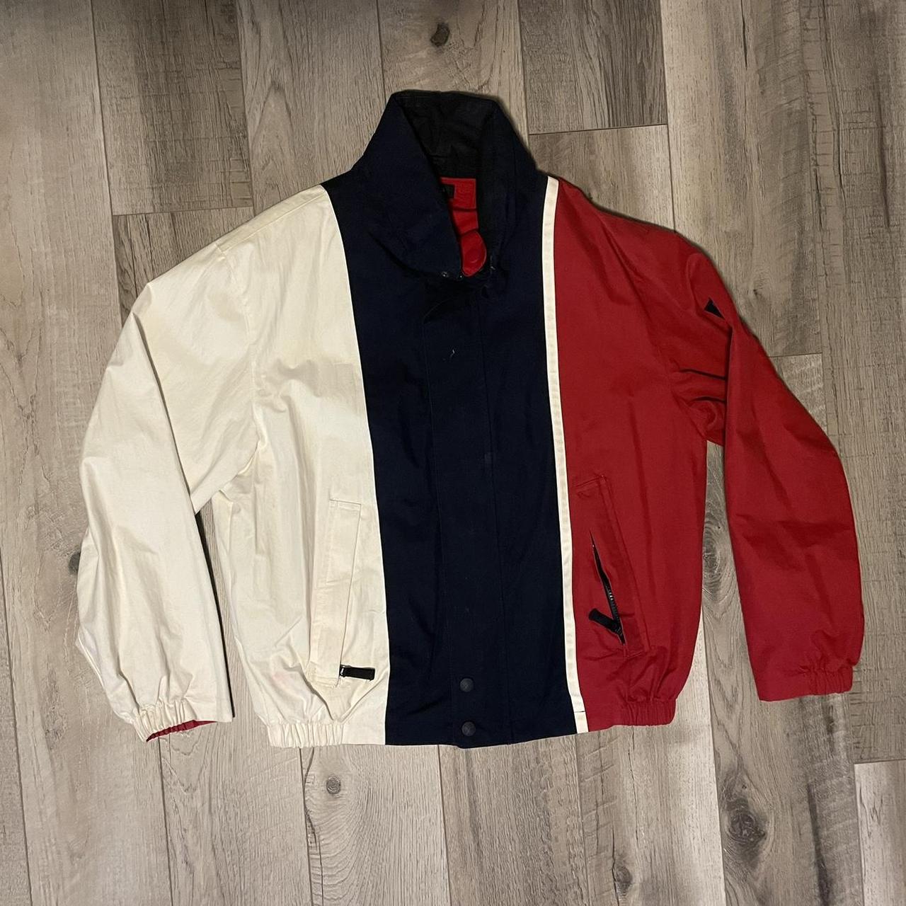 Nautica reversible jacket red, white, blue Depop
