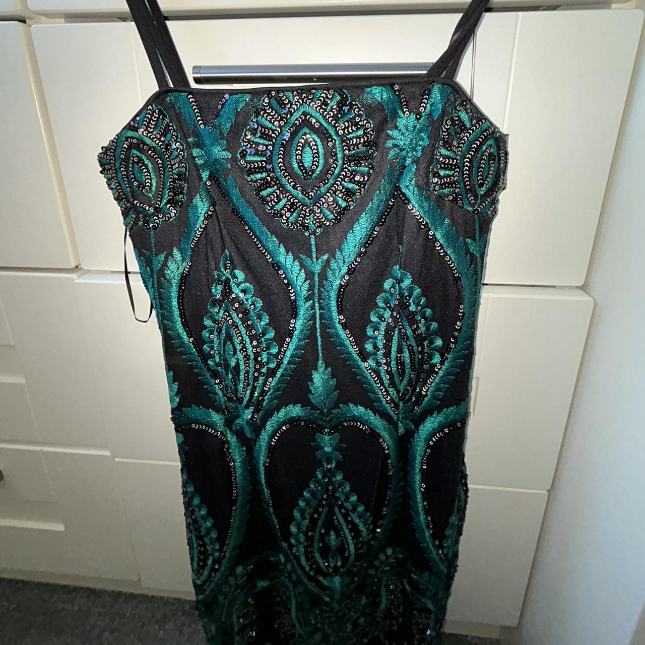 Quiz green black and gold dress. Size 8. Worn once