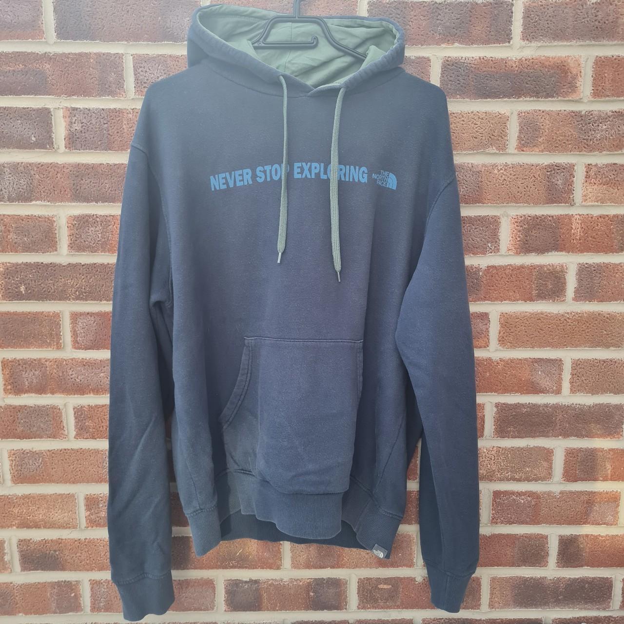 The North Face Men's Navy and Khaki Hoodie | Depop