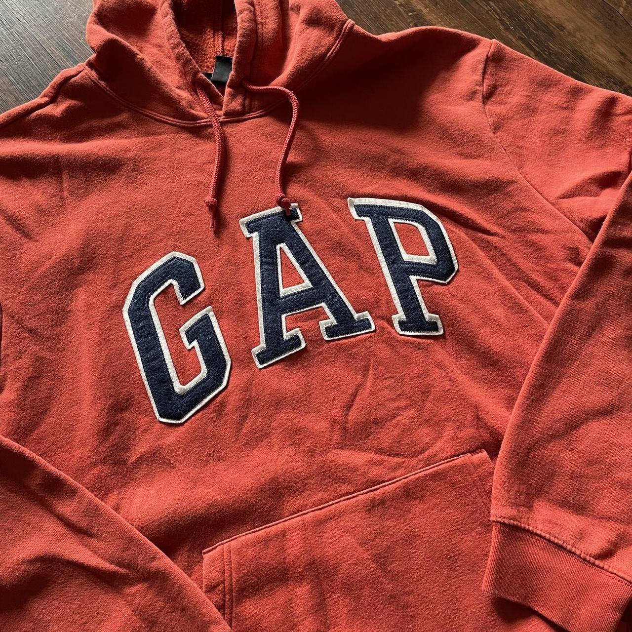 Gap Men's Orange and Navy Hoodie | Depop