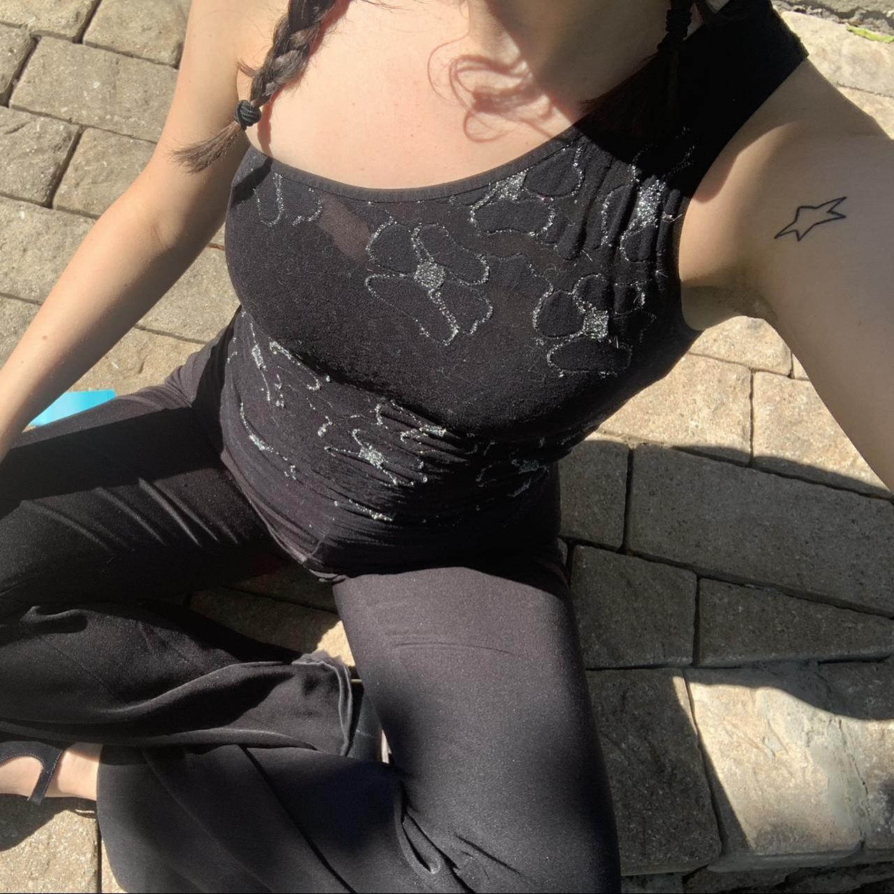 guess one shoulder top slightly sheer w cute sparkly Depop