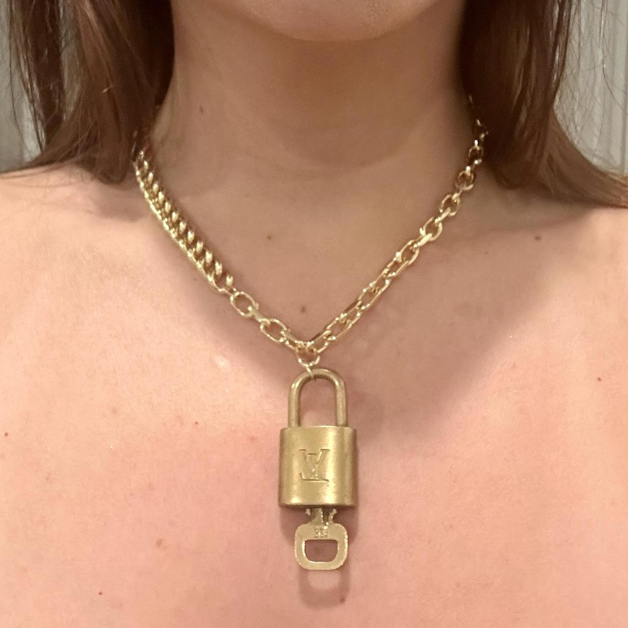 vintage louis vuitton lock necklace on long necklace - Depop