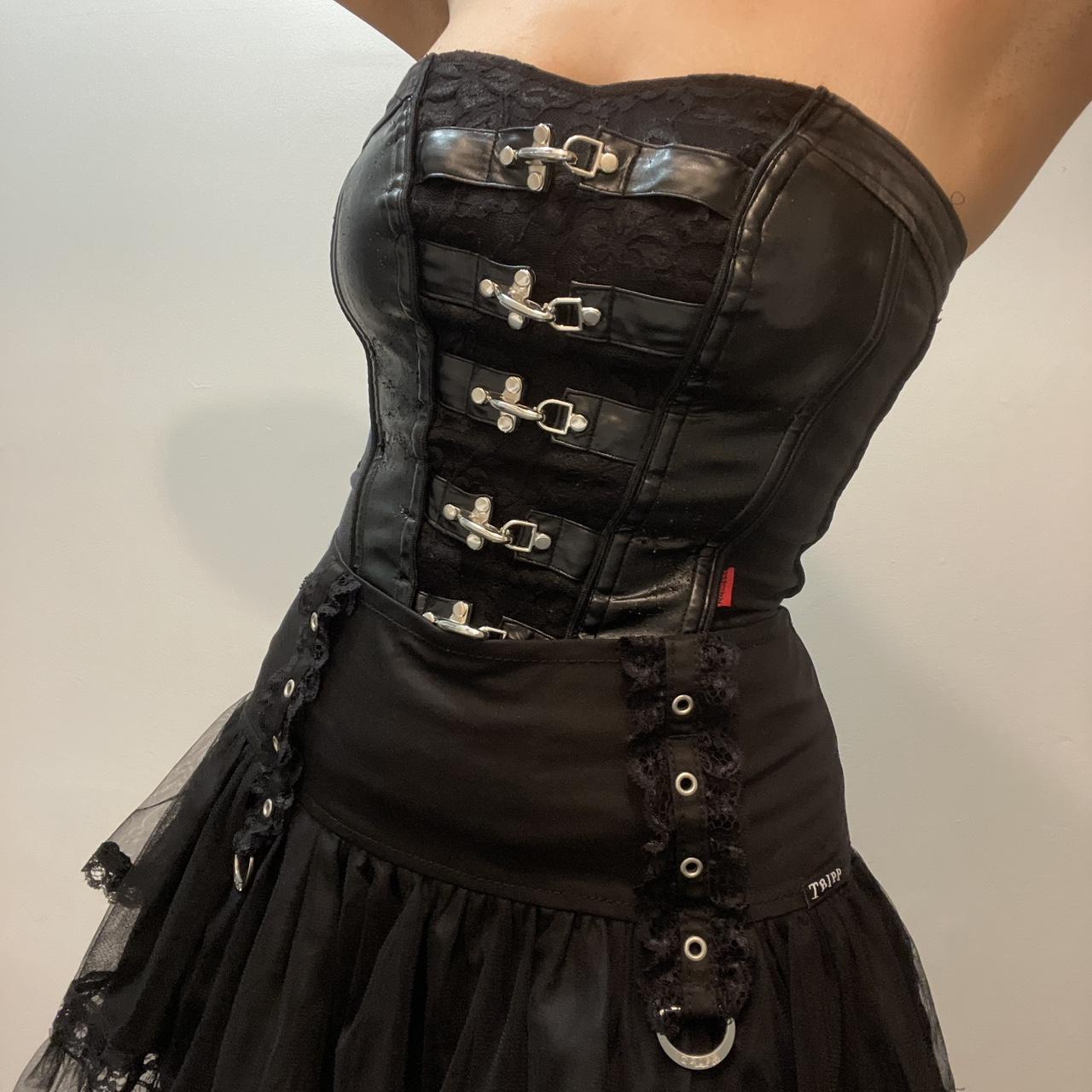 Tripp NYC Women's Black and Silver Corset | Depop