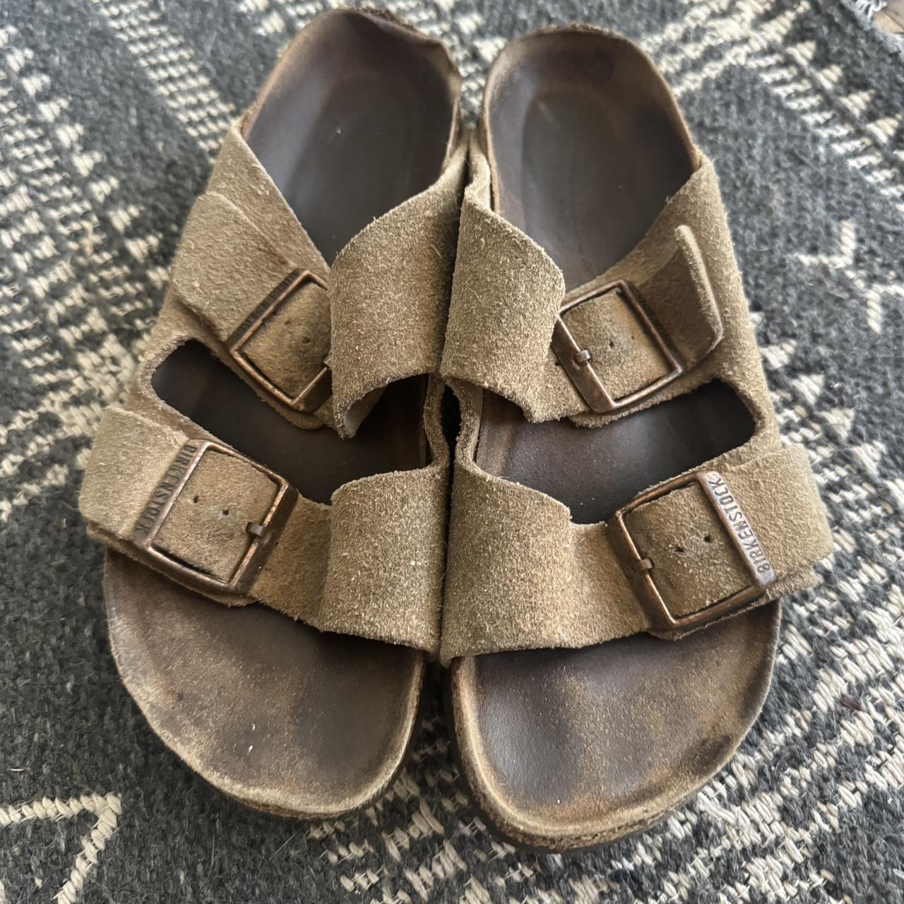 Birkenstock Arizona Faded Glory Sandals Birkenstock Birkenstock Arizona Bs  Leather Suede Taupe Color Regular Wide