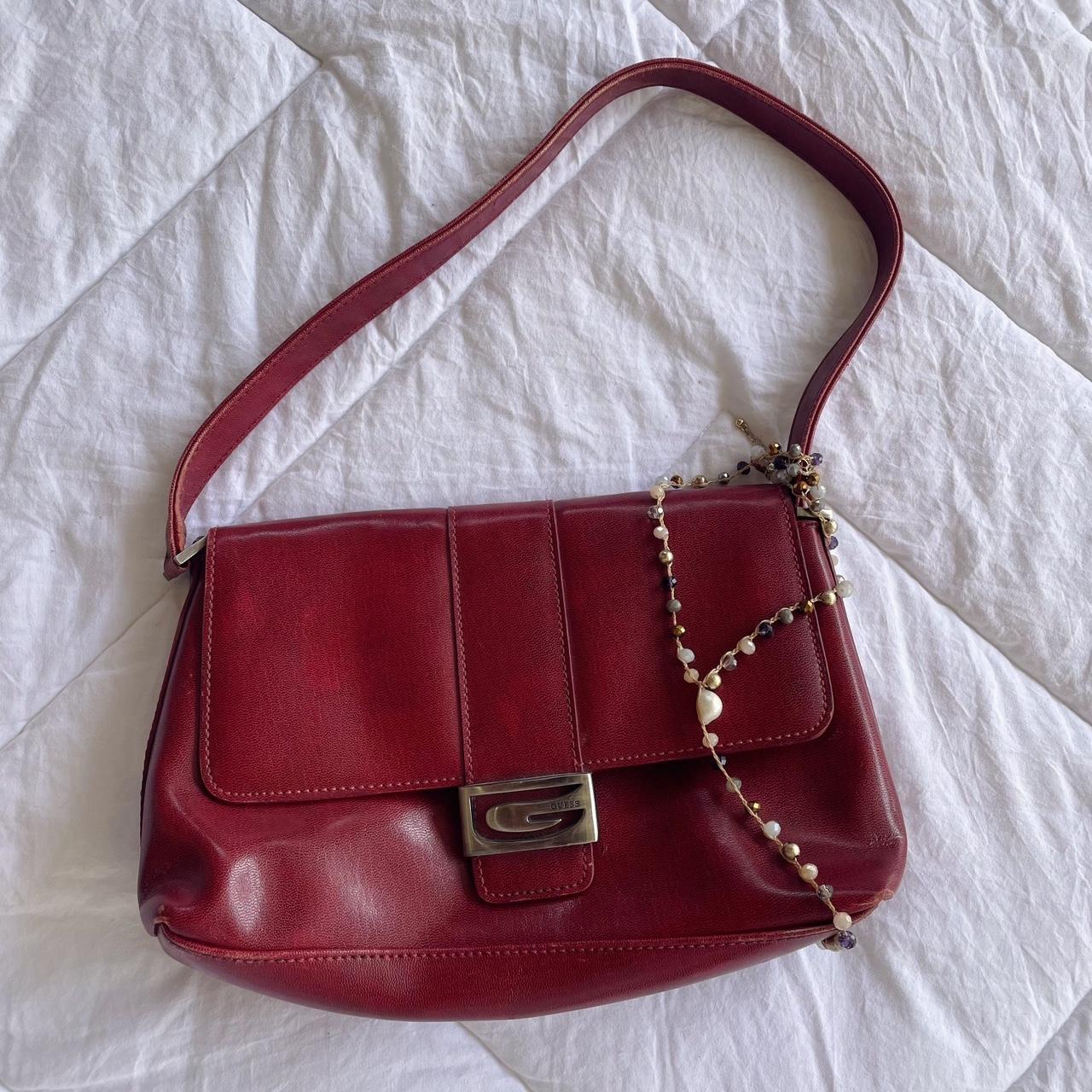 Guess Women's Red and Silver Bag | Depop