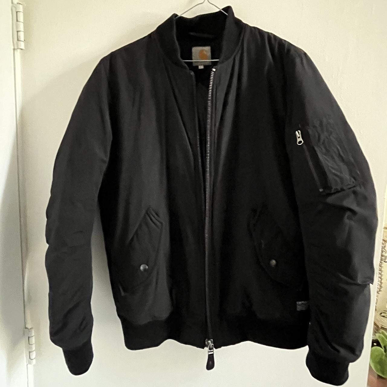 Carhartt WIP Ashton Bomber Jacket Black Worn in - Depop