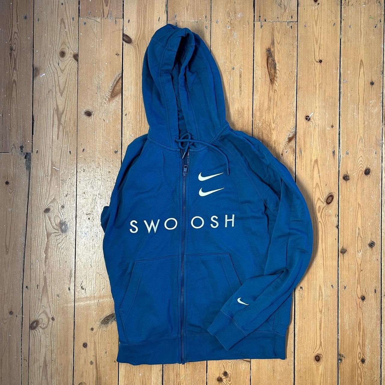 Nike Teal blue double swoosh zip up hoodie Only worn Depop