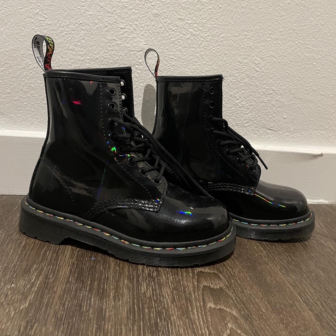 Doc martens cheap black rainbow patent