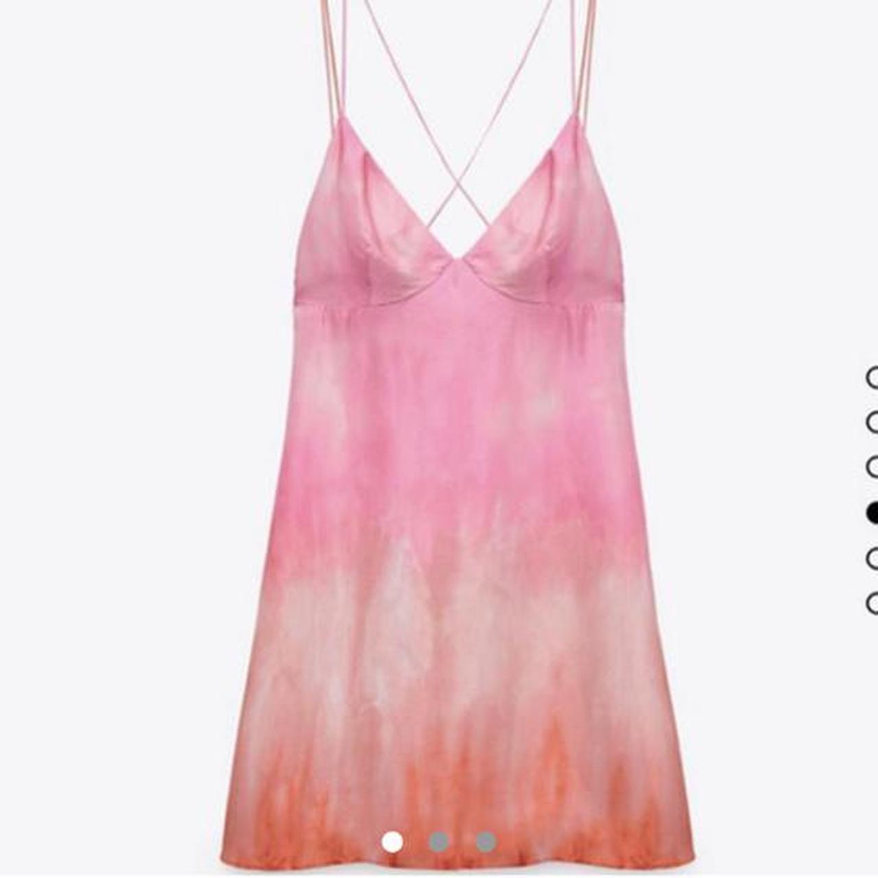 Zara pink orange tie dye satin dress Size m New... Depop