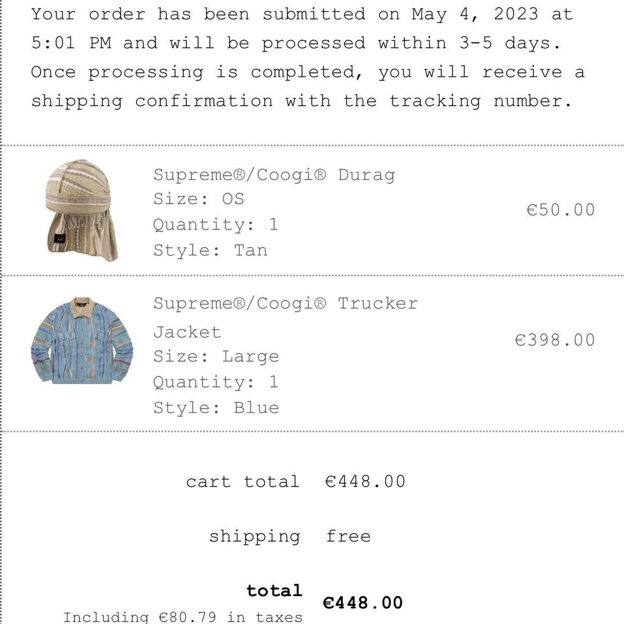 WTS Supreme Coogi Trucker Jacket Blue DS Large 550€++ | Depop