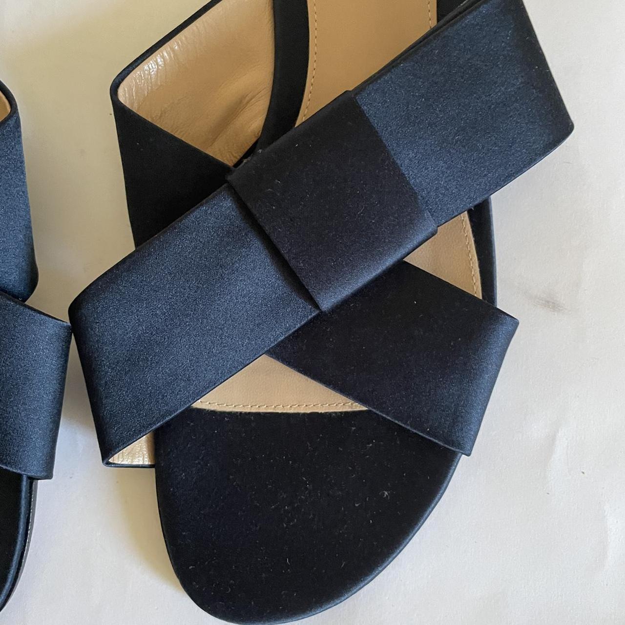 navy satin sandals