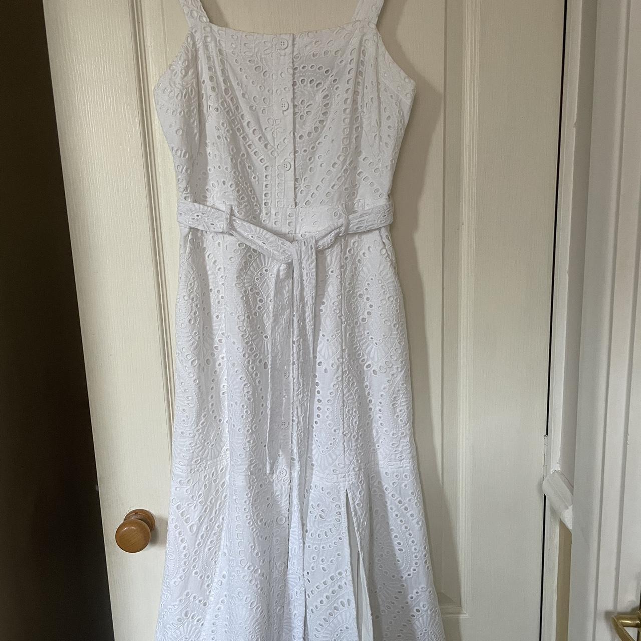 Karen millen white embroidery dress. Worn once for... - Depop