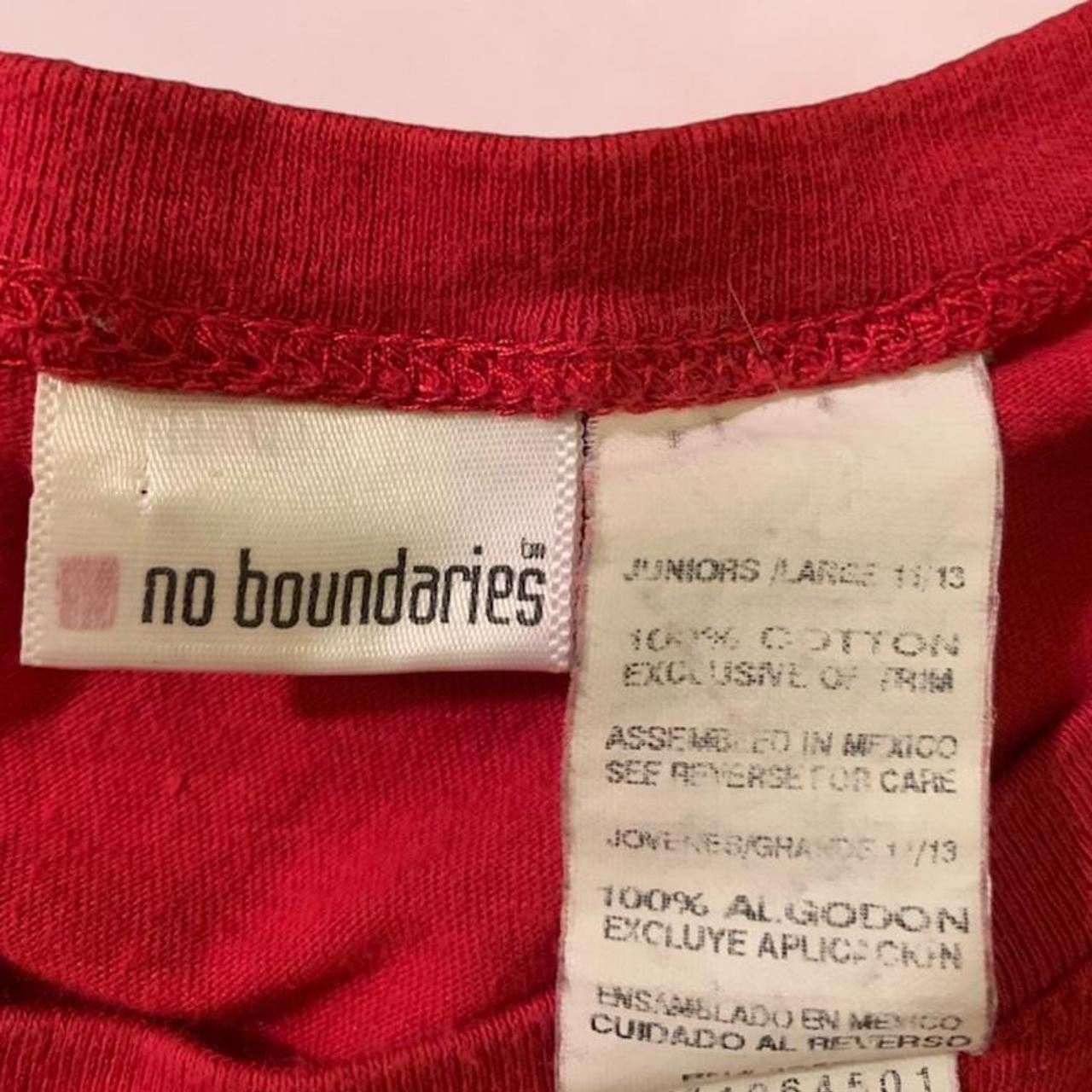 No Boundaries Women's Red and White T-shirt | Depop