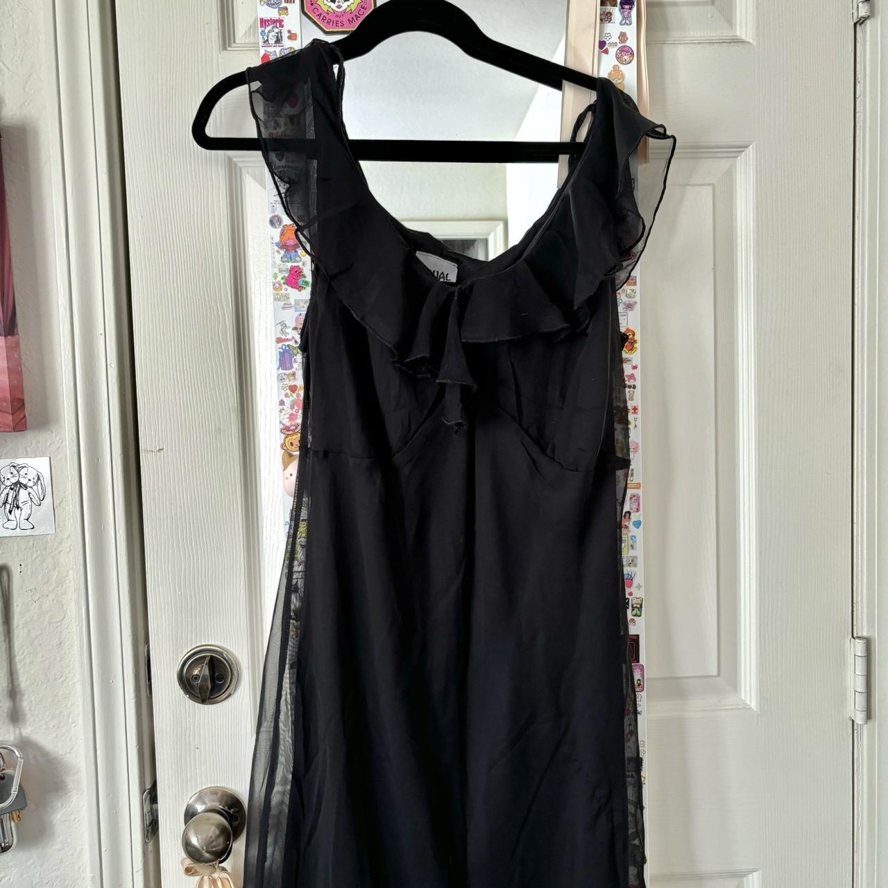 beautiful black vintage maxi dress with mesh overlay... - Depop