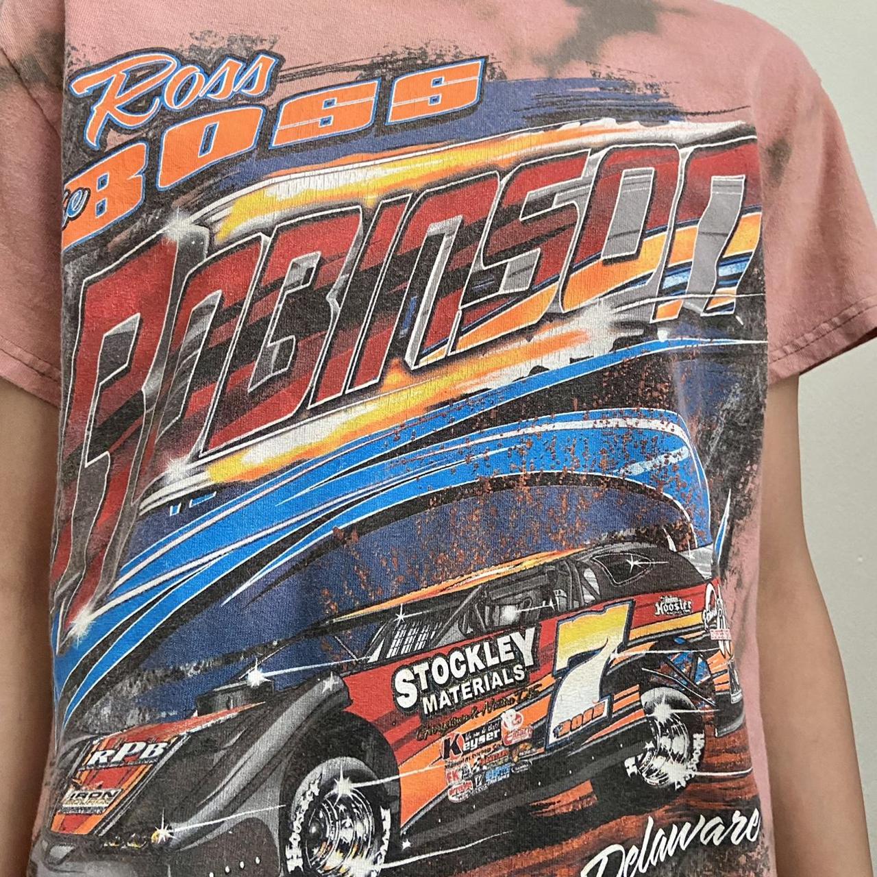 Vintage Ross Robinson Racing Graphics Salmon Tee... - Depop