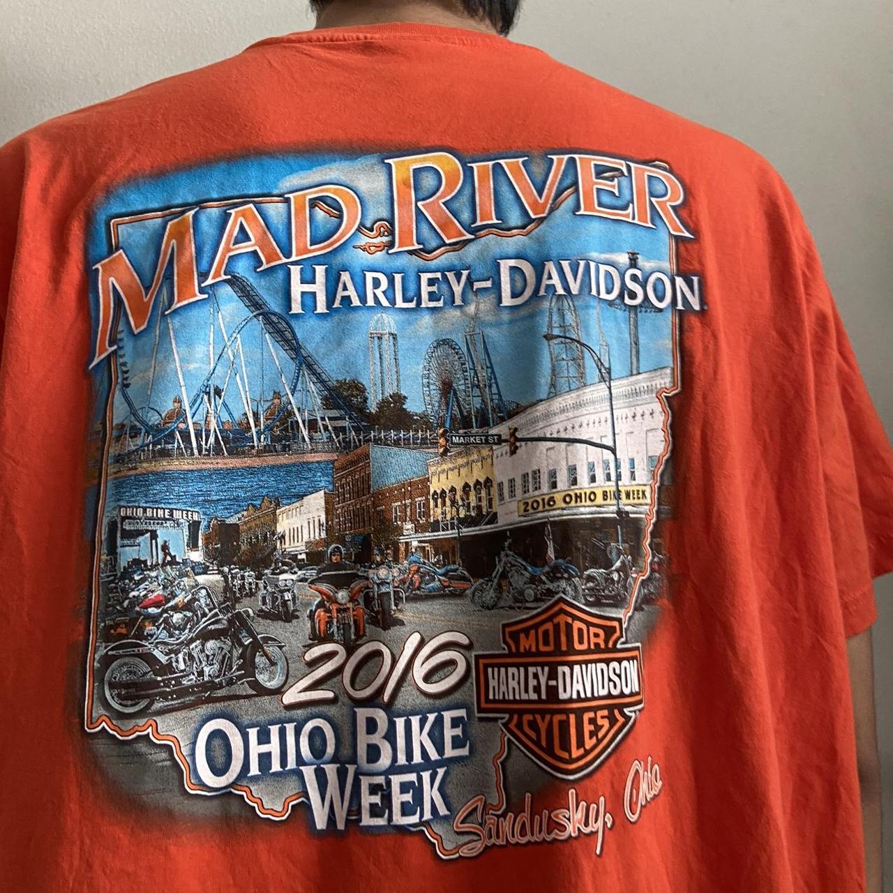 Vintage Harley Davidson Sandusky Graphics Orange Tee... Depop