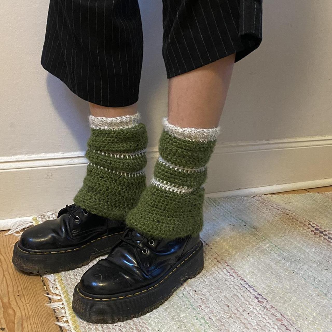 Handmade custom crochet flared leg warmers, Message... Depop