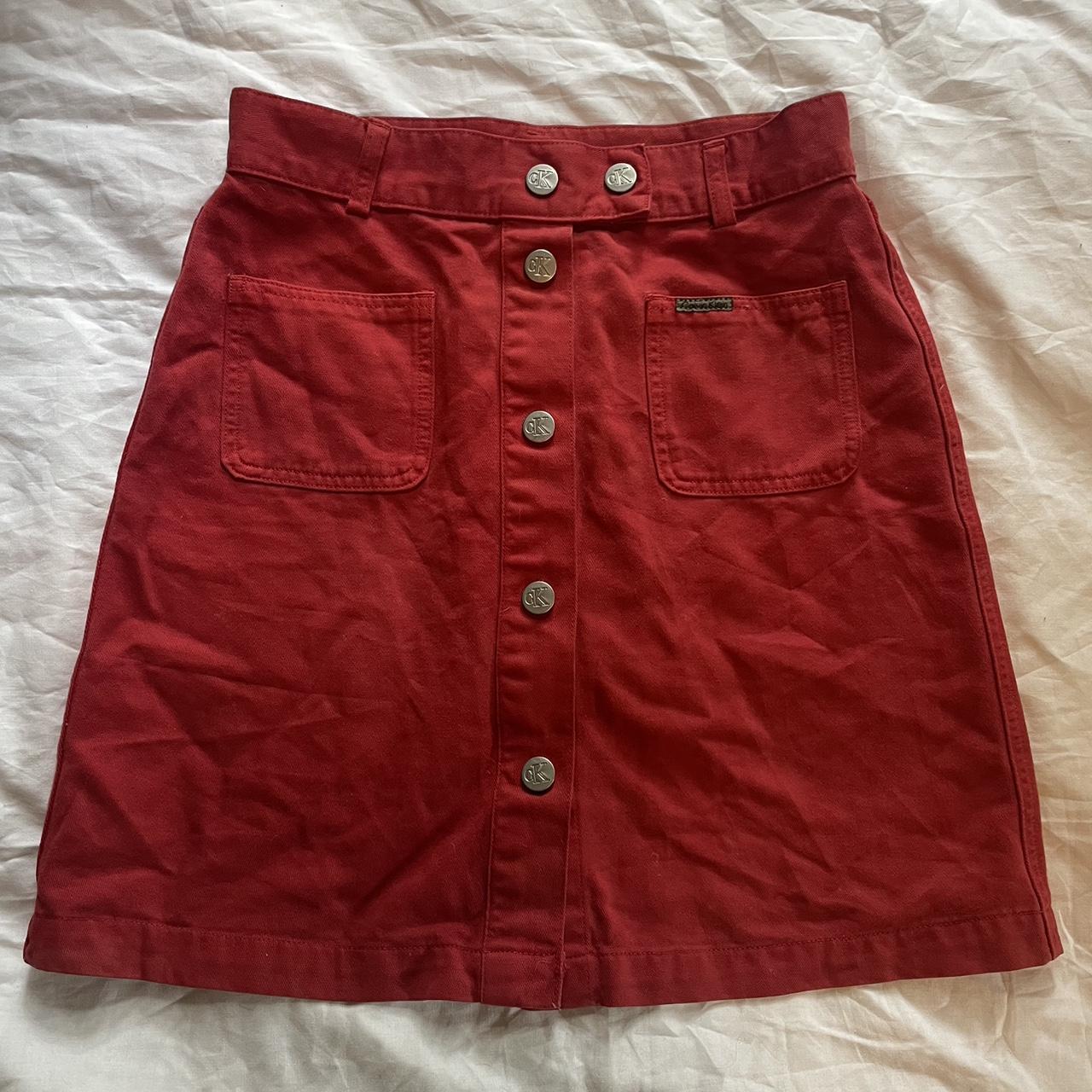 vintage cherry red denim calvin klein jeans. Depop