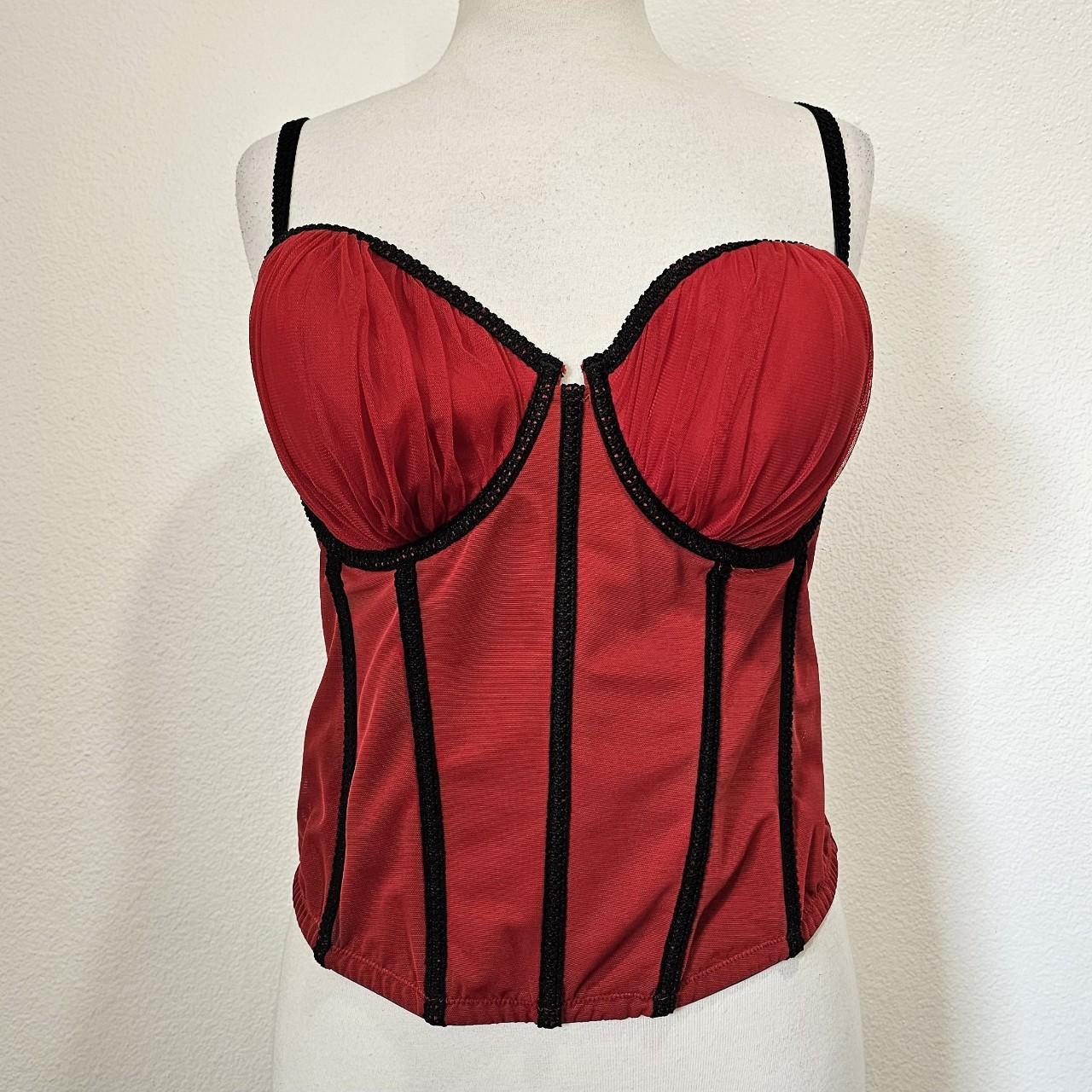 Cacique Bustier Corset ❣️ Pretty red and black corset - Depop