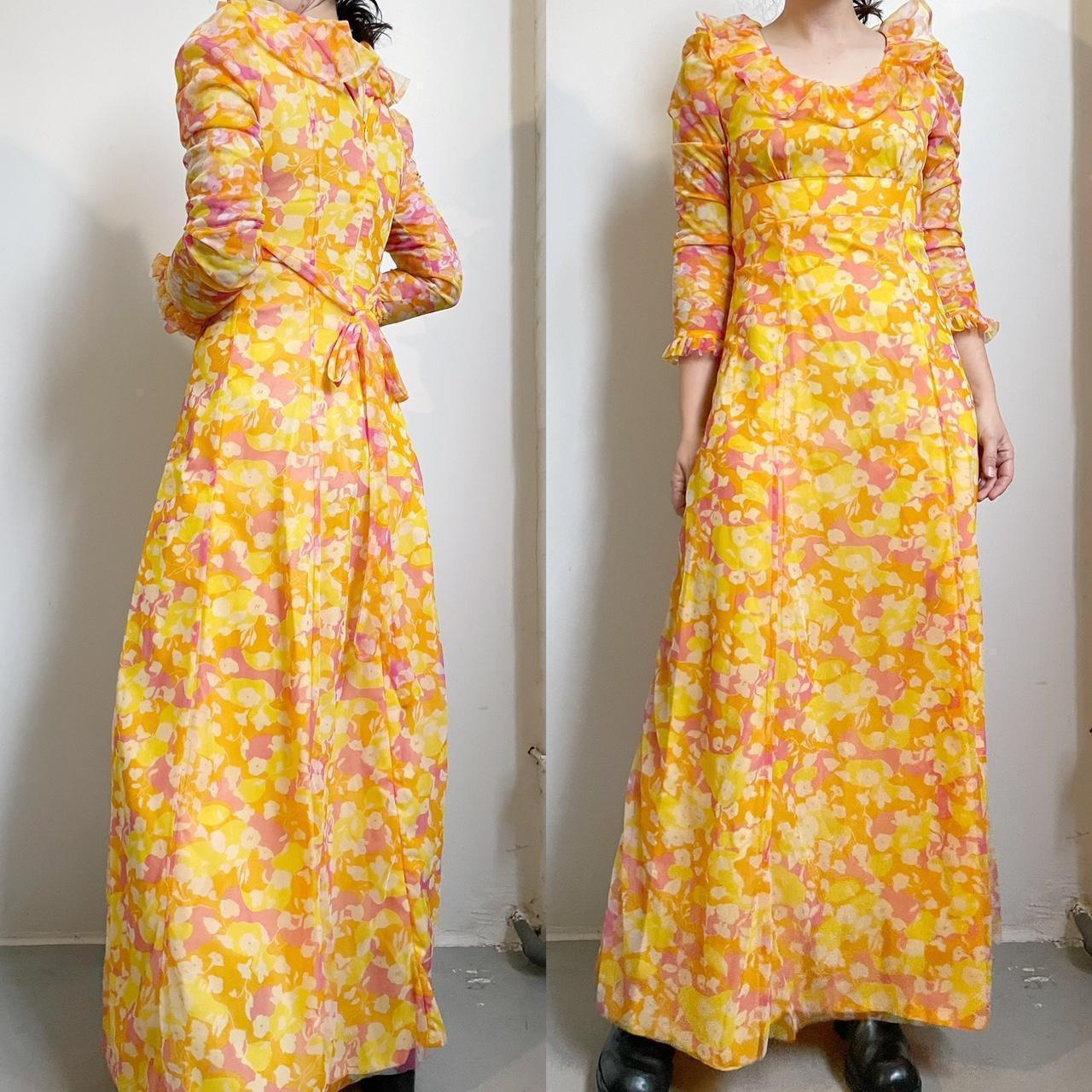 Women's Pink and Orange Dress Depop