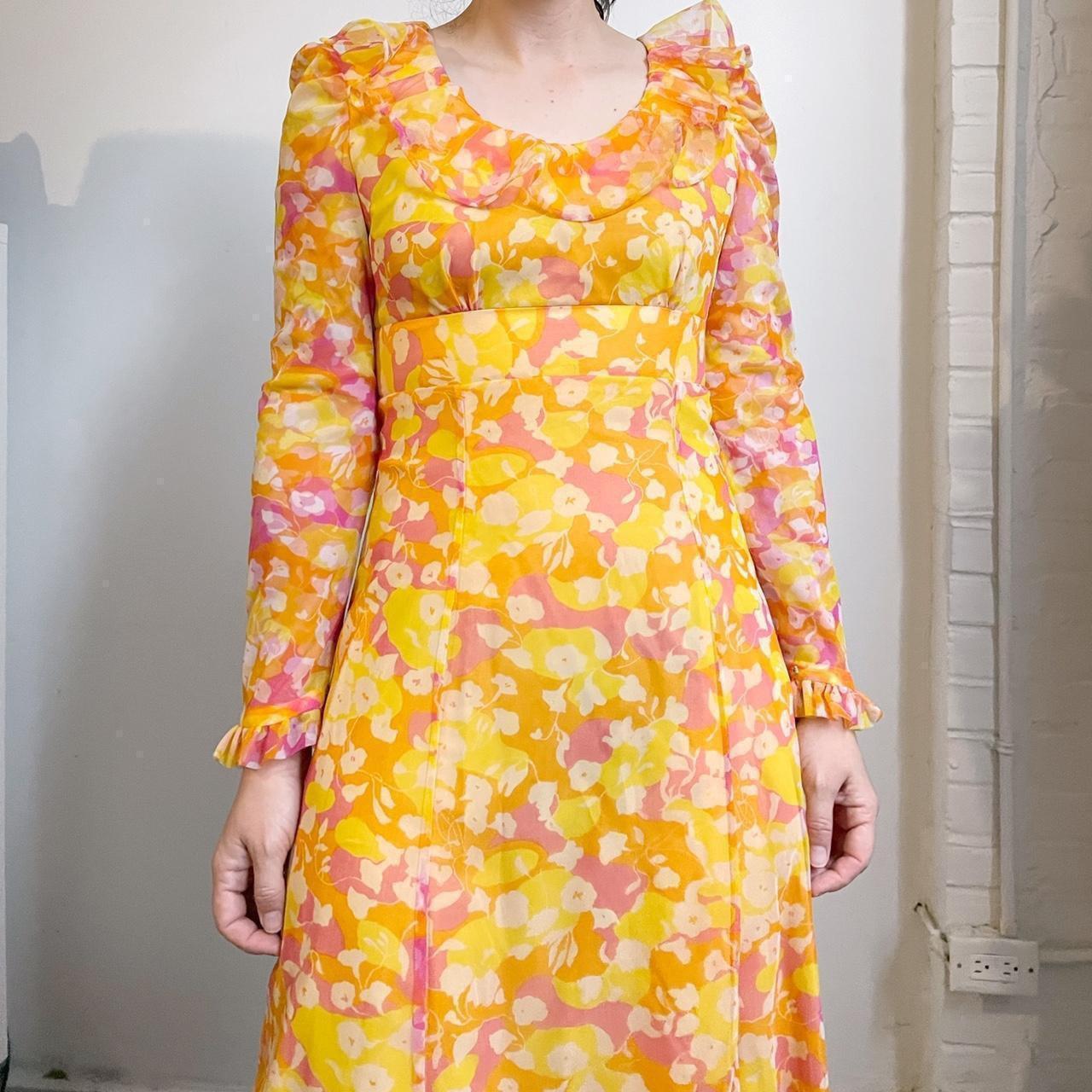 Women's Pink and Orange Dress Depop