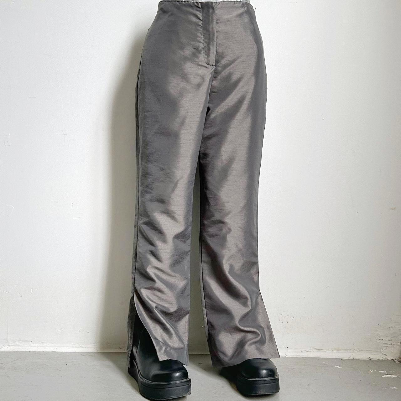 90s vintage metallic silver pants Labelled size... - Depop