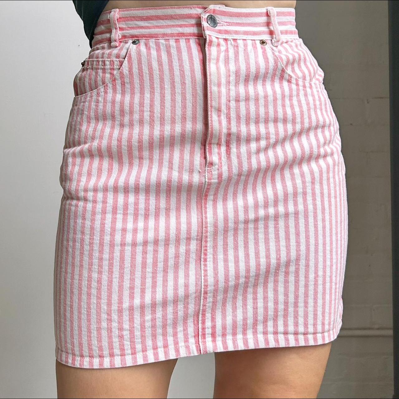 80s pink 2024 denim skirt