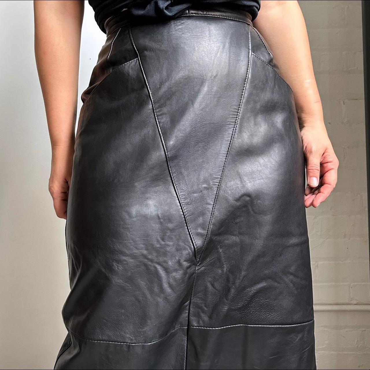 80s Vintage Highwaisted Leather Skirt Measures 26” - Depop