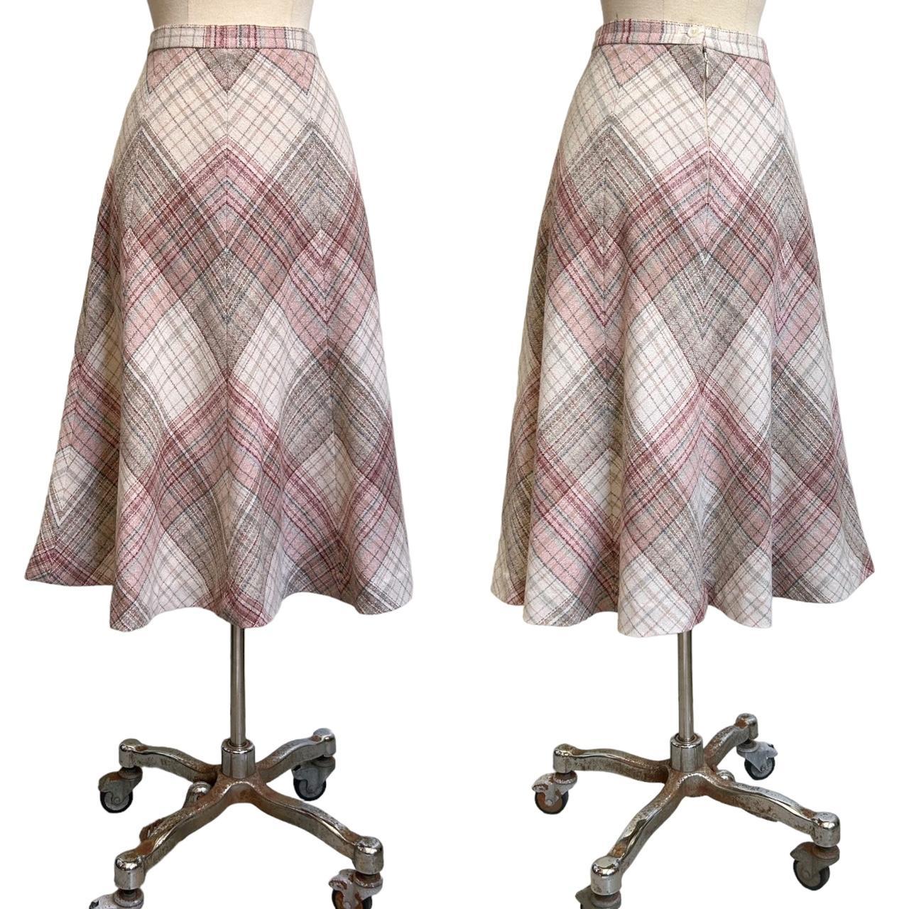 70s vintage pink plaid skirt highwaisted tartan. Depop