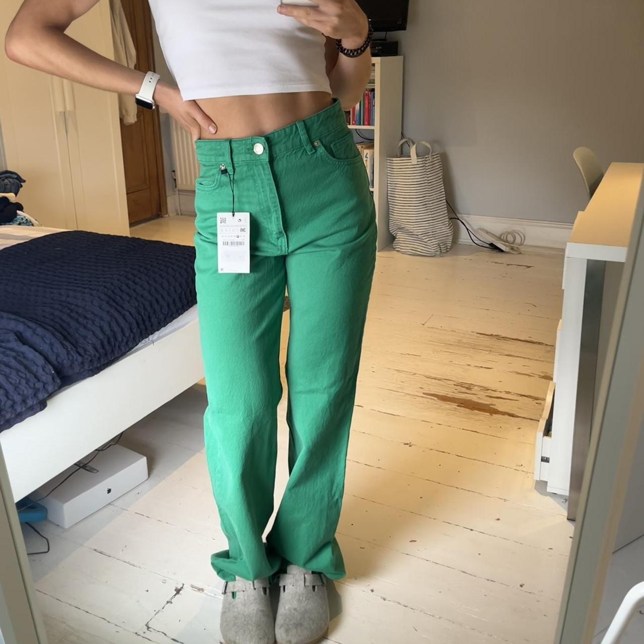 Zara Women's Green Jeans Depop