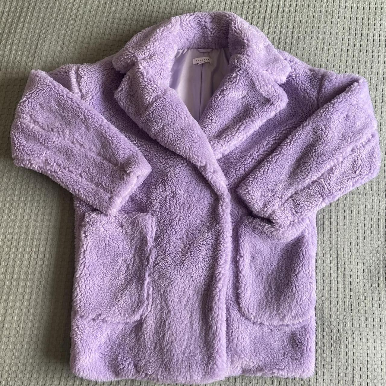 Topshop Lilac Teddy Coat 📏 Length from shoulder... - Depop