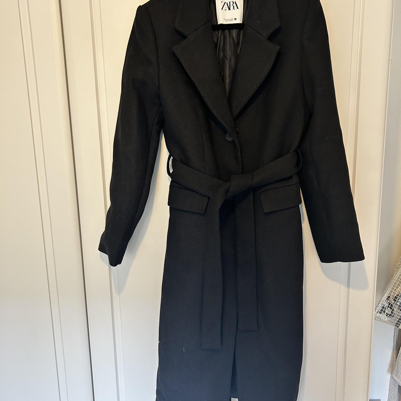 Zara black wool coat with belt. Size M. Ladies. RRP... - Depop